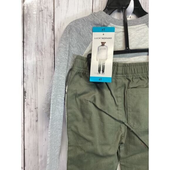 Lucky Brand Boys' Knit Woven T-Shirt Pants Set Long Sleeve Cotton NWT Size 2T - Picture 3 of 3